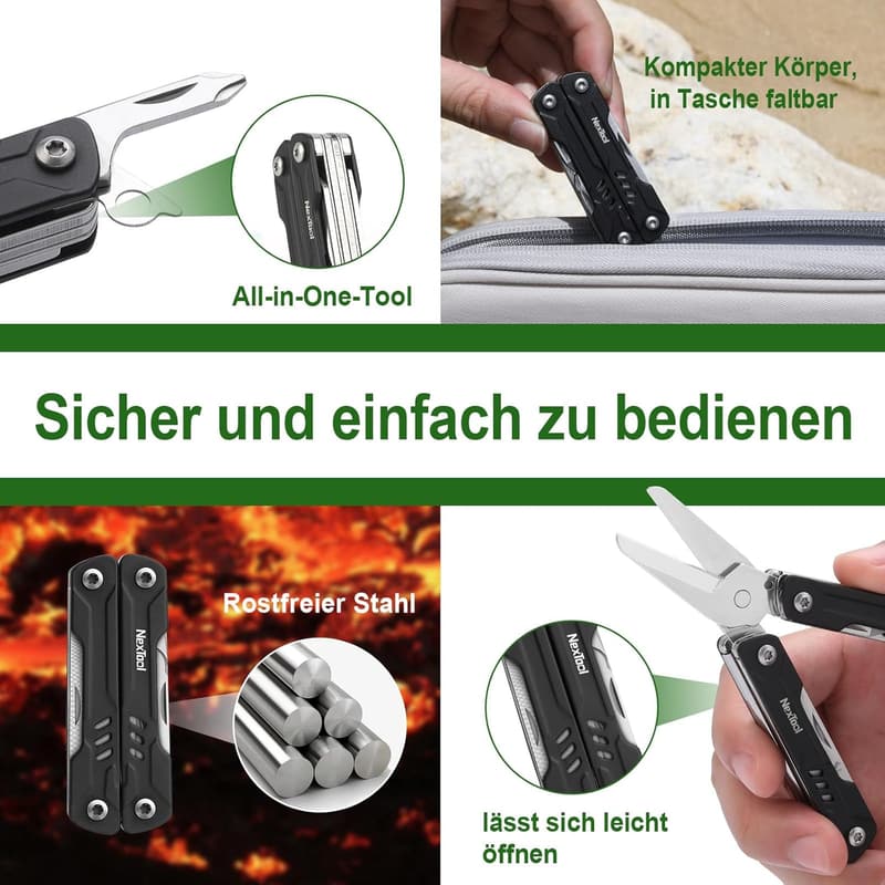 Mini Multitool 10 in 1 für Männer – Kompakt mit Zange, Schere und mehr