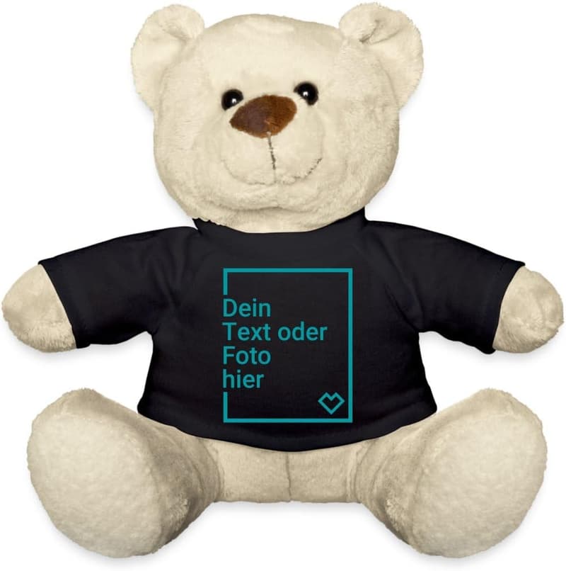 Personalisierbarer Teddy mit Foto und Text für Kinder