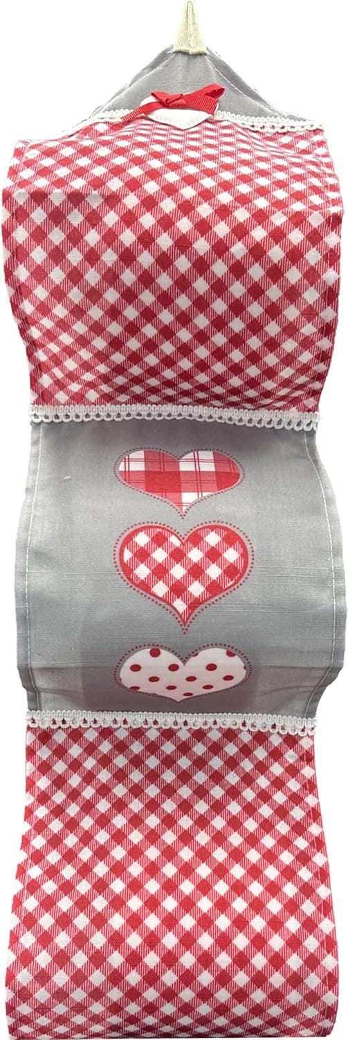 Bestickter Toilettenpapierhalter mit 3 Stoffrollen im Shabby Chic