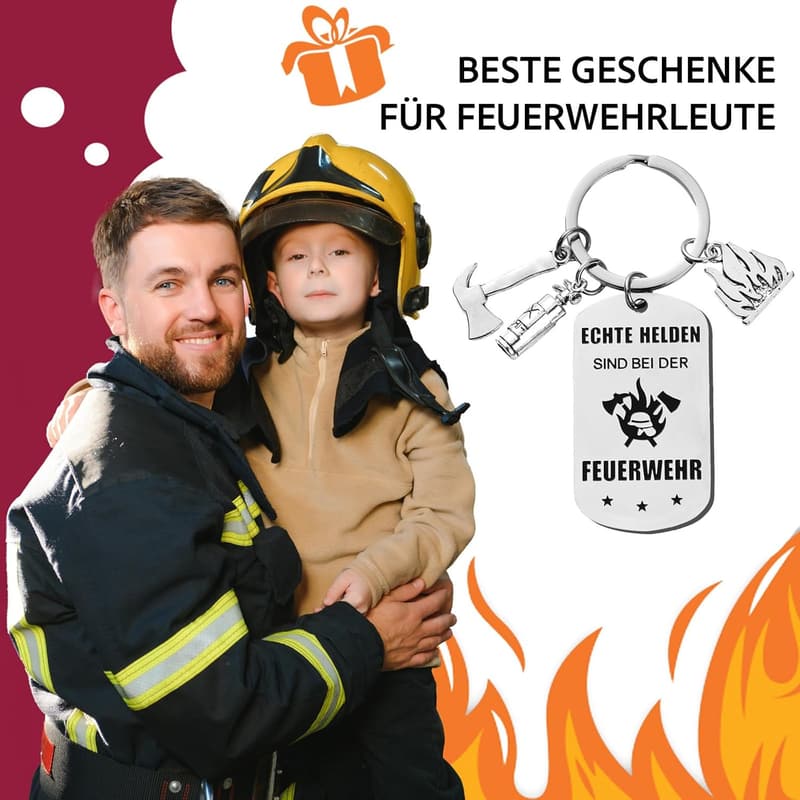 Schlüsselanhänger Feuerwehrmann - Glücksbringer für Männer zur Geburtstagsfeier