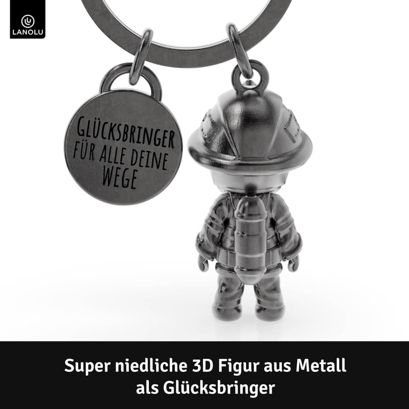 Schlüsselanhänger Feuerwehrmann aus Metall – Glücksbringer für Männer
