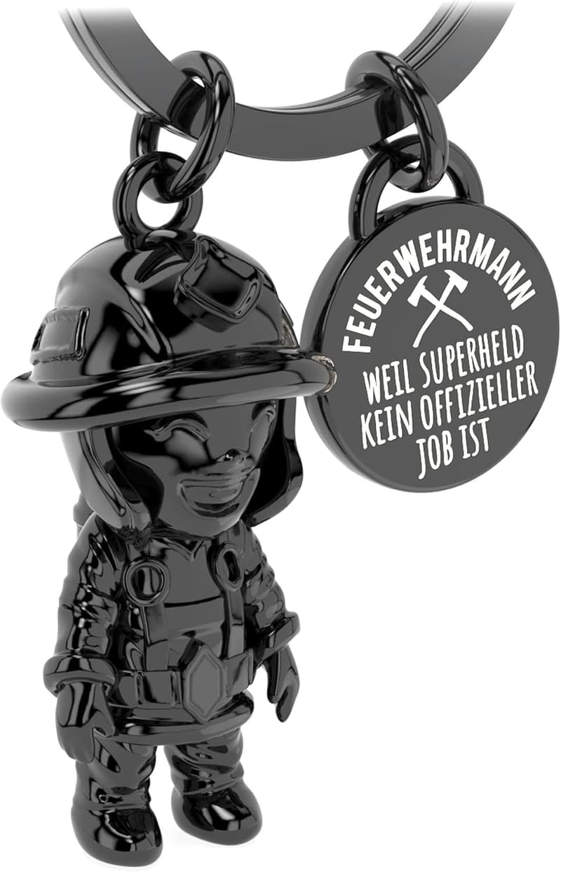 Schlüsselanhänger Feuerwehrmann aus Metall – Geschenk für Männer