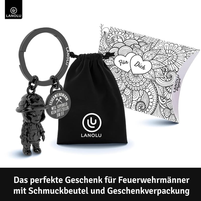 Schlüsselanhänger Feuerwehrmann aus Metall – Geschenk für Männer
