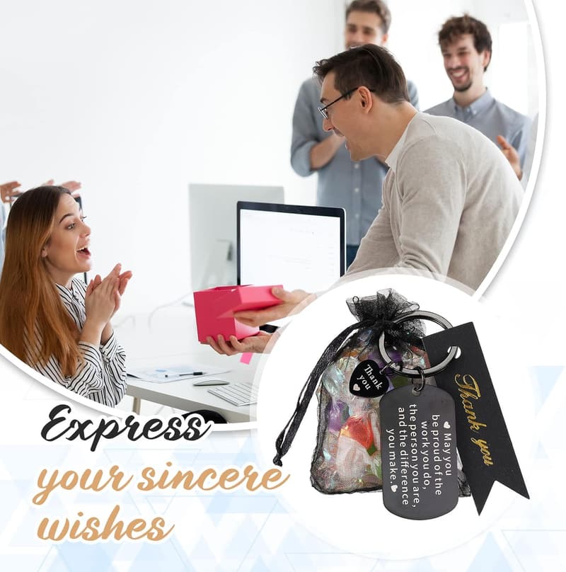Employee Appreciation Gift Set - 72 Keychains with Bags & Cards