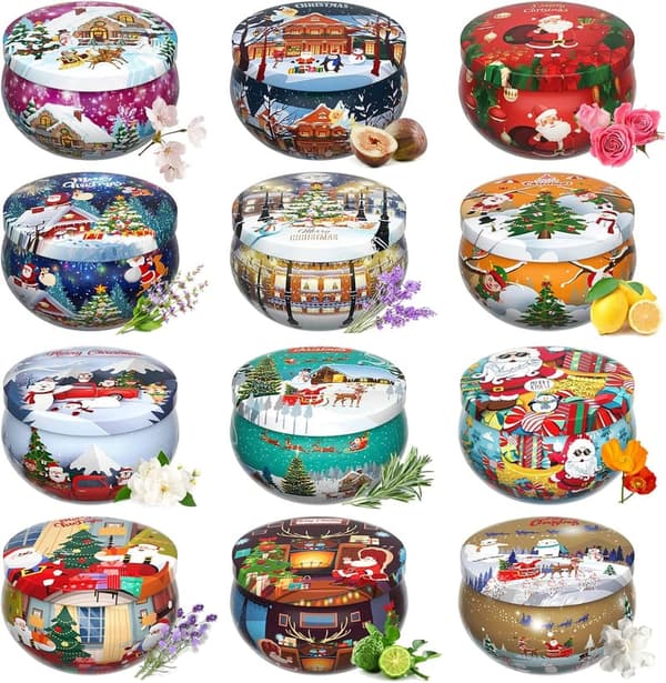 Christmas Gift Set: 12 Scented Aromatherapy Candles for Women
