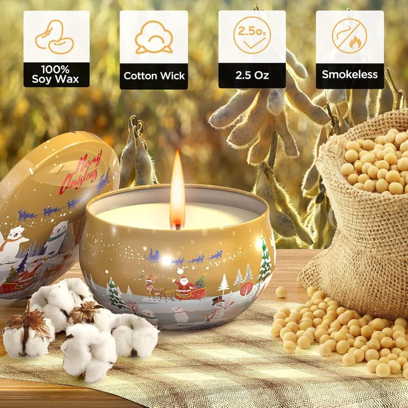 Christmas Gift Set: 12 Scented Aromatherapy Candles for Women