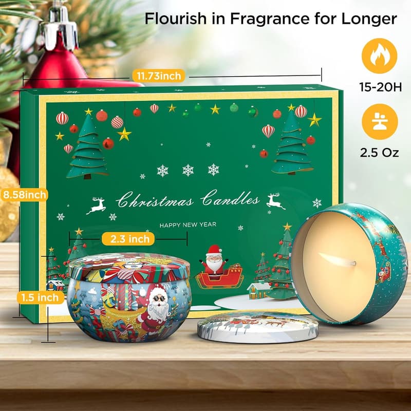 Christmas Gift Set: 12 Scented Aromatherapy Candles for Women
