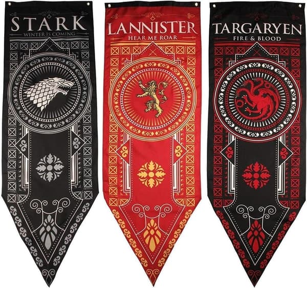 Game of Thrones House Banner Set - Stark, Targaryen, Lannister