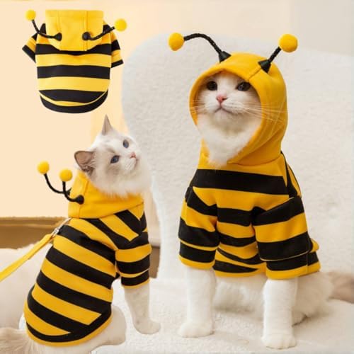 Cute Bee Striped Costume Hoodie for Pets (Yellow & Black, X-Small)