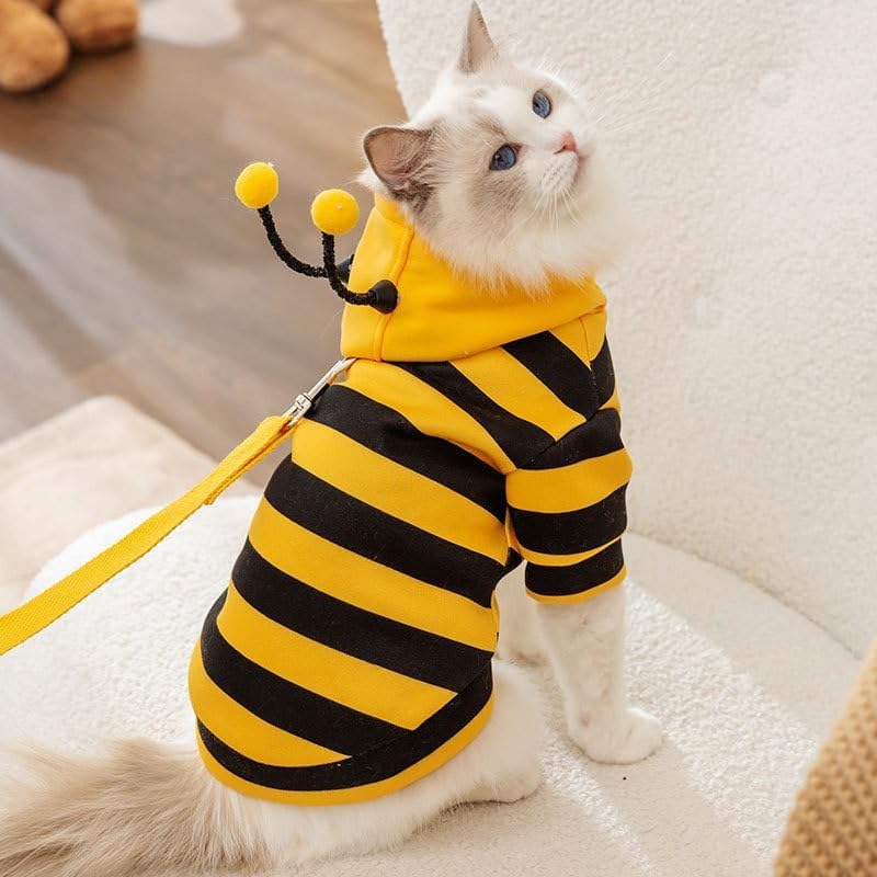 Cute Bee Striped Costume Hoodie for Pets (Yellow & Black, X-Small)