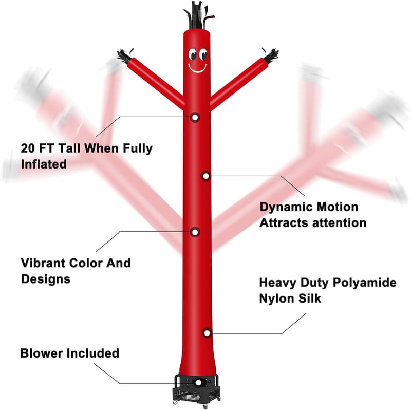 Inflatable Tube Guy Puppet with 1HP Blower - 20ft (Red)