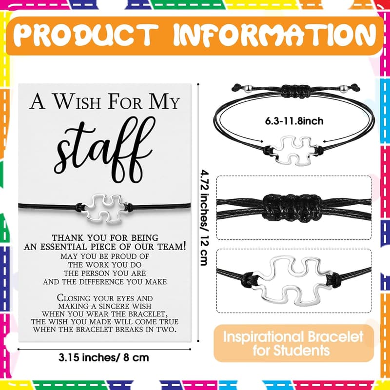 2025 Nurse Appreciation Bulk Puzzle Piece Bracelets with Cards