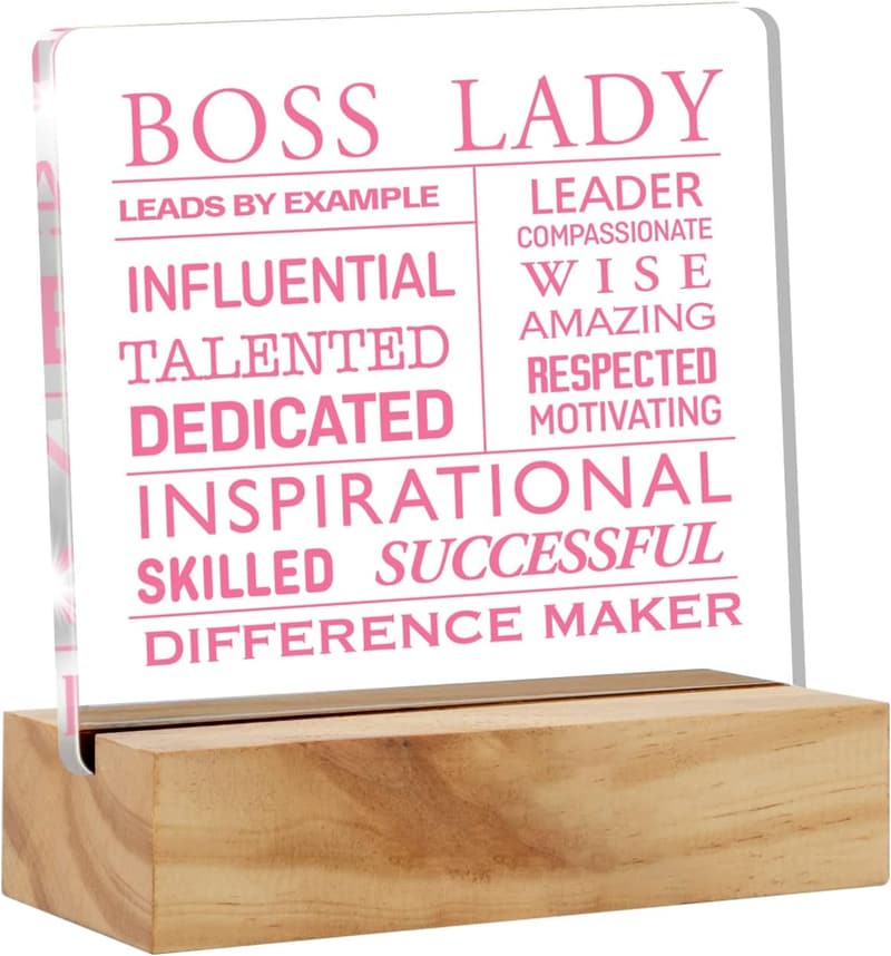 Boss Appreciation Gift - Pink Acrylic Desk Plaque for Women