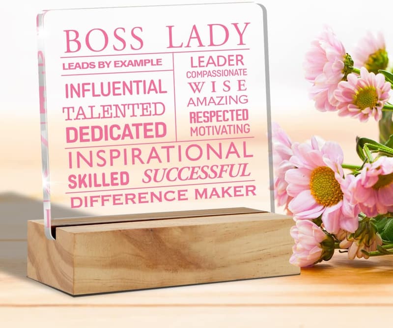 Boss Appreciation Gift - Pink Acrylic Desk Plaque for Women