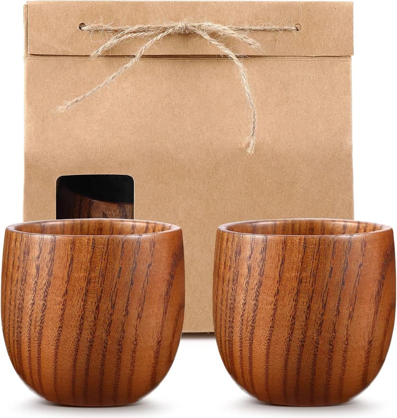 Bourbon Gifts for Men: 2 Wooden Glasses with Kraft Bag