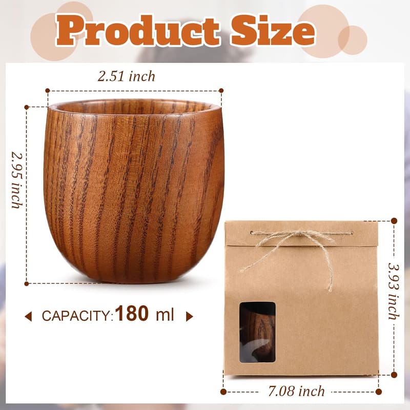 Bourbon Gifts for Men: 2 Wooden Glasses with Kraft Bag