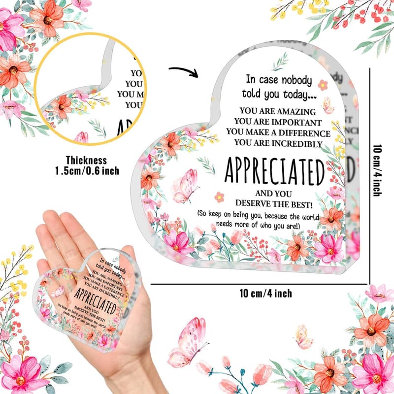 Inspirational Heart-Shaped Acrylic Sign for Women’s Appreciation