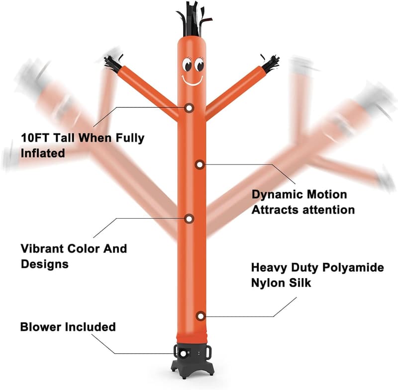 Inflatable Waving Tube Man Puppet for Store Sign - 10ft Orange