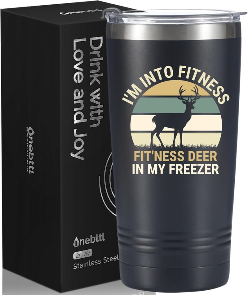 Hunting Gifts for Men: 20oz Stainless Steel Tumbler with Straw