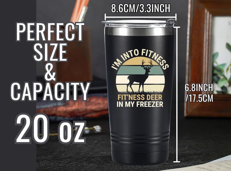 Hunting Gifts for Men: 20oz Stainless Steel Tumbler with Straw