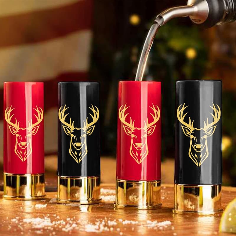 Deer Head Shot Glass Set for Men - 12GA Hunting Gift