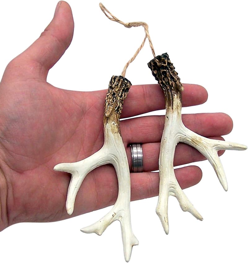 Rustic Deer Antler Christmas Tree Ornaments - Set of 2