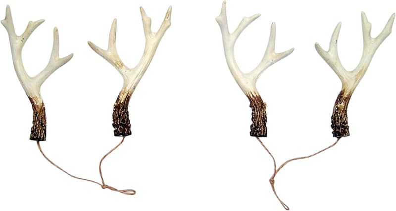 Rustic Deer Antler Christmas Tree Ornaments - Set of 2
