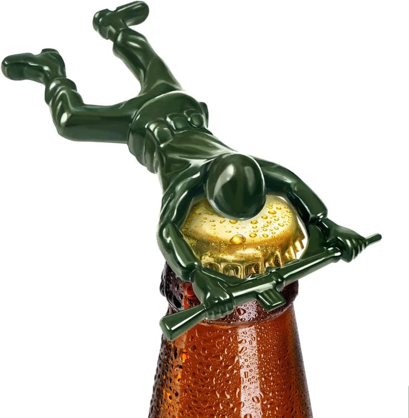 Funny Green Army Man Bottle Opener - Metal Mini Soldier Design