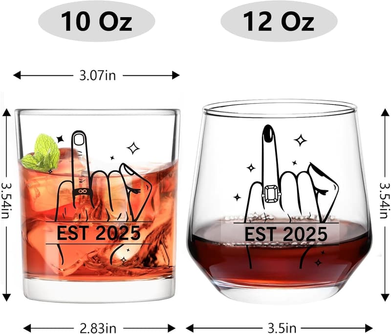Wedding Gift Set: Personalized Wine and Whisky Glasses for Couples