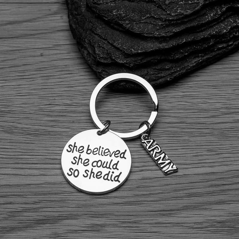 Inspirational Military Keychain for Army Daughter or Wife