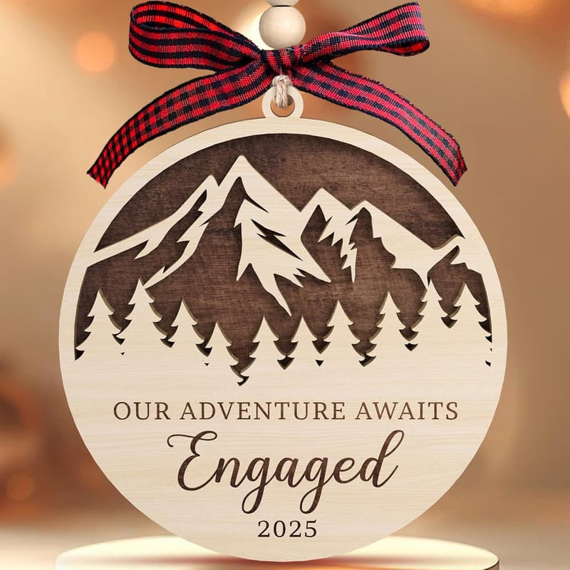 Engagement Gift - Personalized Wood Hanging Ornament 2025