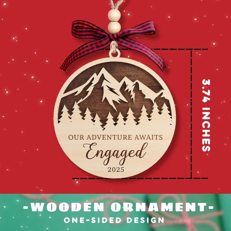 Engagement Gift - Personalized Wood Hanging Ornament 2025