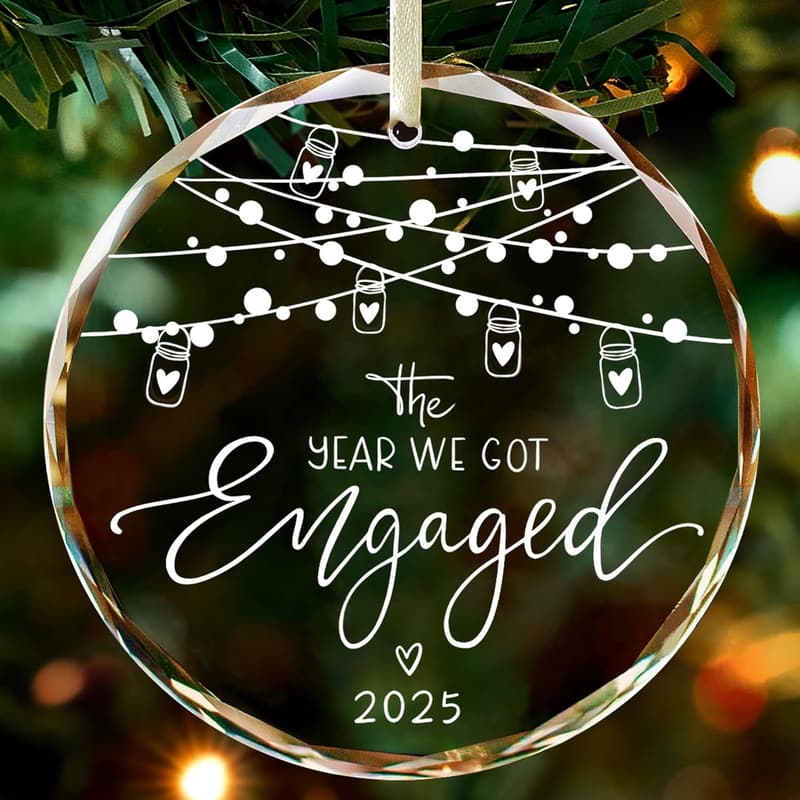 Engagement Gift for Couples - Glass Ornament 2025