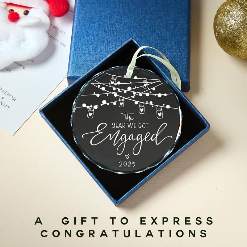 Engagement Gift for Couples - Glass Ornament 2025