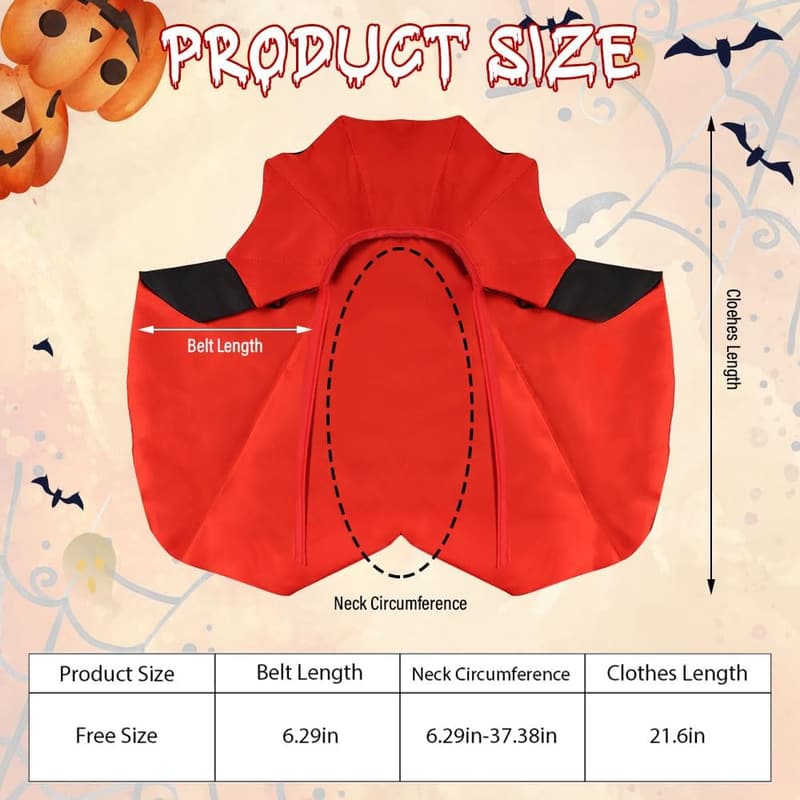 Halloween Pet Vampire Cloak Costume for Small Dogs & Cats