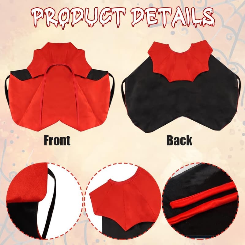 Halloween Pet Vampire Cloak Costume for Small Dogs & Cats