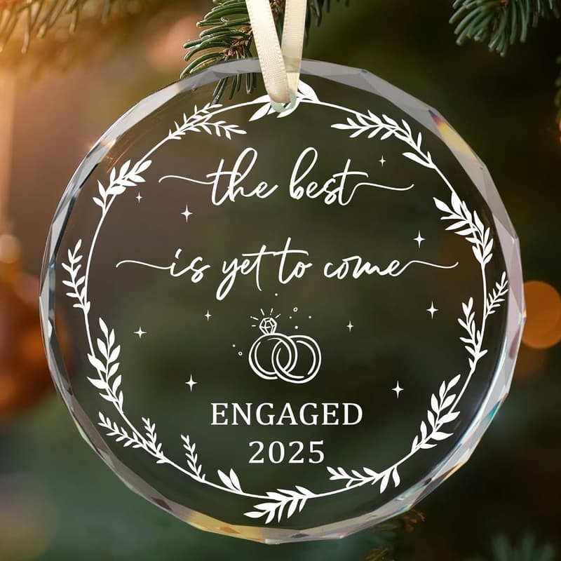 Engagement 2025 Glass Ornament for Couples
