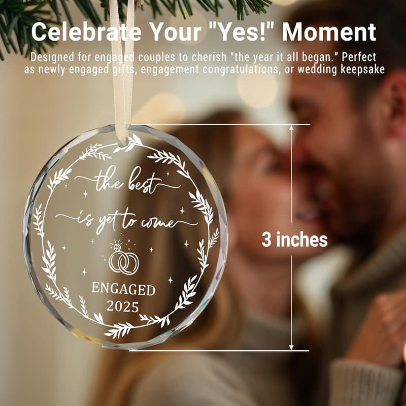 Engagement 2025 Glass Ornament for Couples