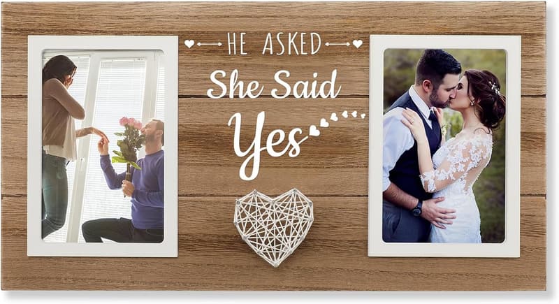 Engagement Picture Frame for Couples, Holds 2x 4x6 Photos
