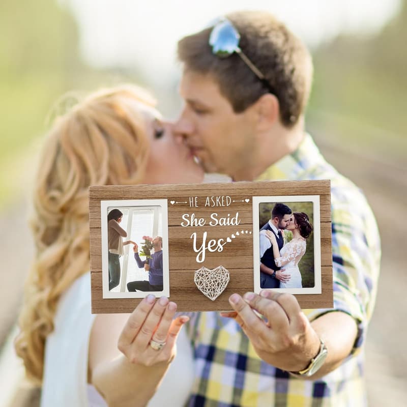 Engagement Picture Frame for Couples, Holds 2x 4x6 Photos