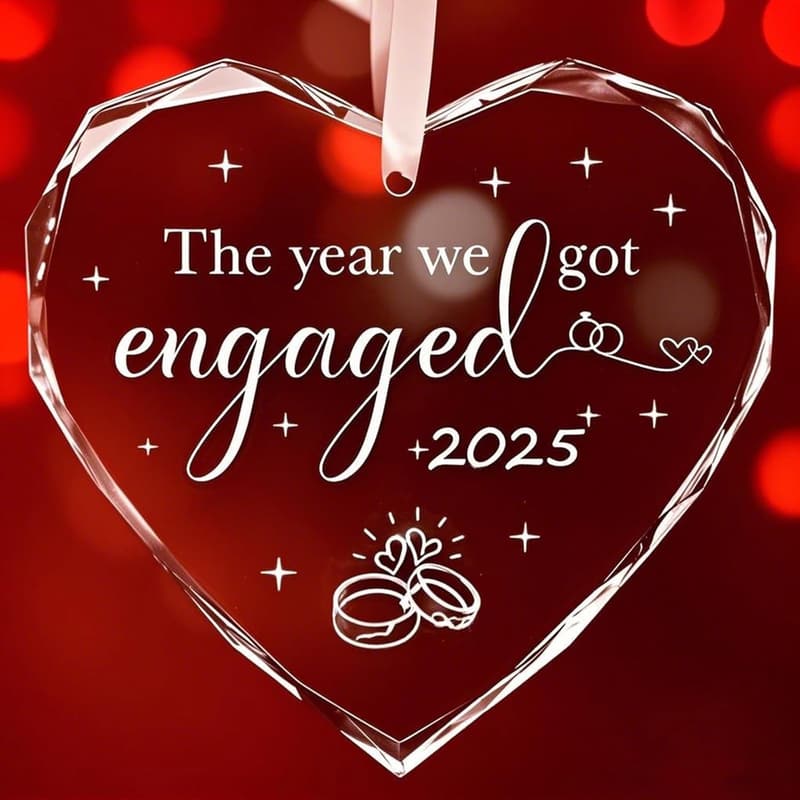 2025 Engagement Gift - Real Glass Heart Ornaments for Couples