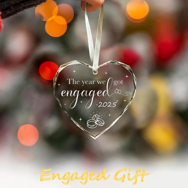 2025 Engagement Gift - Real Glass Heart Ornaments for Couples