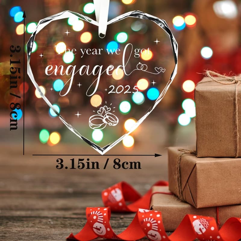 2025 Engagement Gift - Real Glass Heart Ornaments for Couples