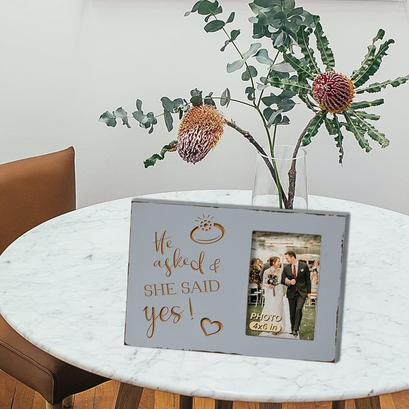 Bride-to-Be Engraved Picture Frame – 4x6 Inches, Warm Grey