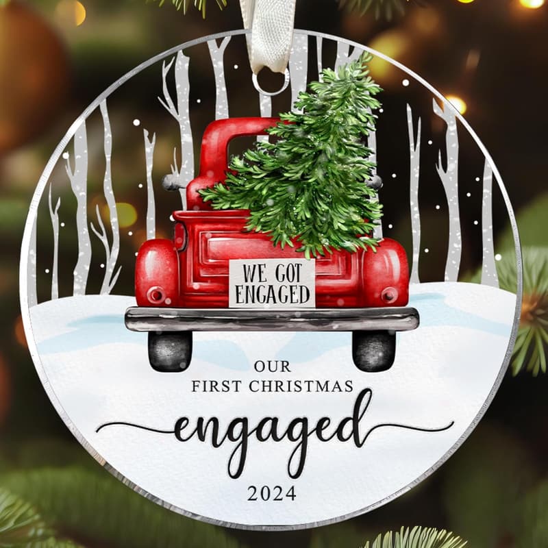 Engagement Gift Ornament - Acrylic Keepsake for Couples