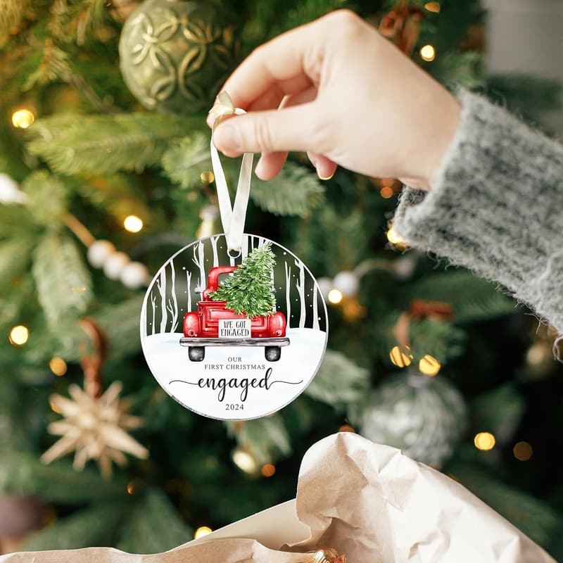 Engagement Gift Ornament - Acrylic Keepsake for Couples