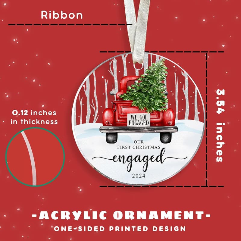 Engagement Gift Ornament - Acrylic Keepsake for Couples
