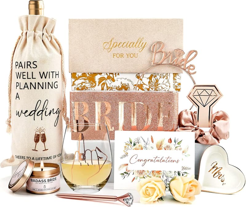 Bride-to-Be Engagement Gift Set - 12-Piece Wedding Basket