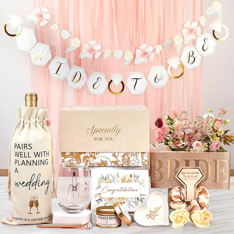 Bride-to-Be Engagement Gift Set - 12-Piece Wedding Basket