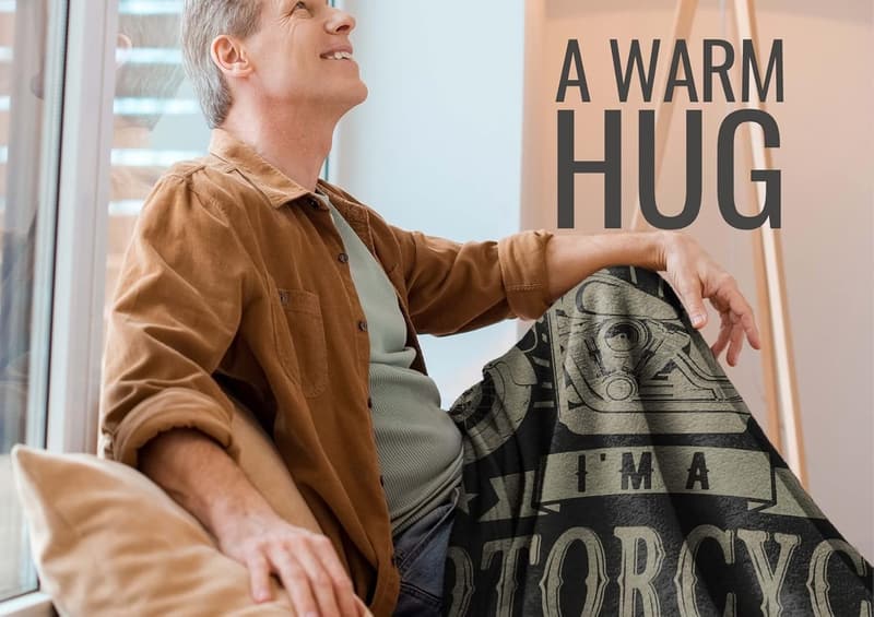 Father's Day Motorcycle Throw Blanket for Men - 50x65 inches